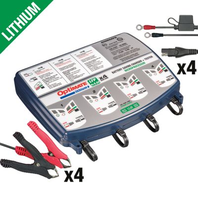OptiMate LITHIUM 4S QUAD BANK Caricabatteria e mantenitore di carica a 8 fasi da 12.8 Volt 0.8 Ampere per batterie al litio