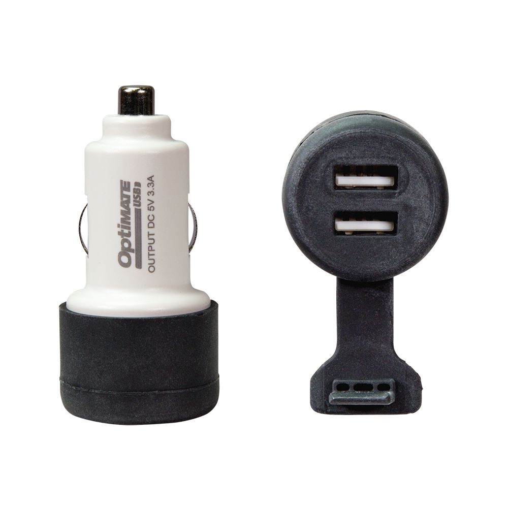 OptiMate O-106 Caricabatterie USB a doppia uscita da 3300 mA con spina DIN 21mm per AUTO