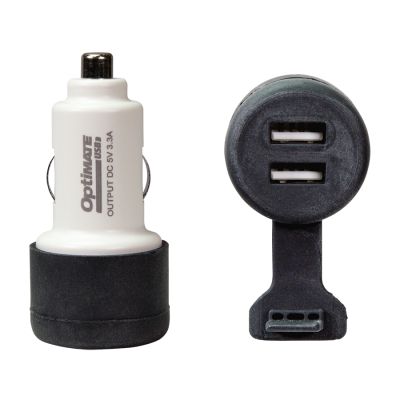OptiMate O-106 Caricabatterie USB a doppia uscita da 3300 mA con spina DIN 21mm per AUTO
