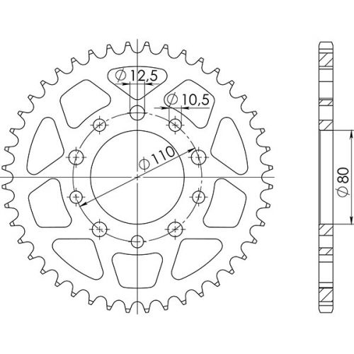 Corona in acciaio Passo 525 con 42 Denti per HONDA AFRICA TWIN 1000 / 1100 - TRIUMPH