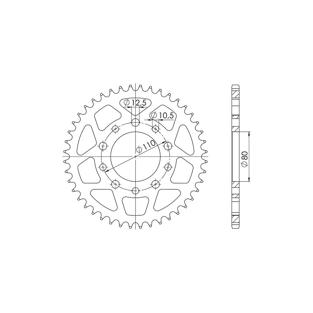 Corona in acciaio Passo 525 con 42 Denti per HONDA AFRICA TWIN 1000 / 1100 - TRIUMPH