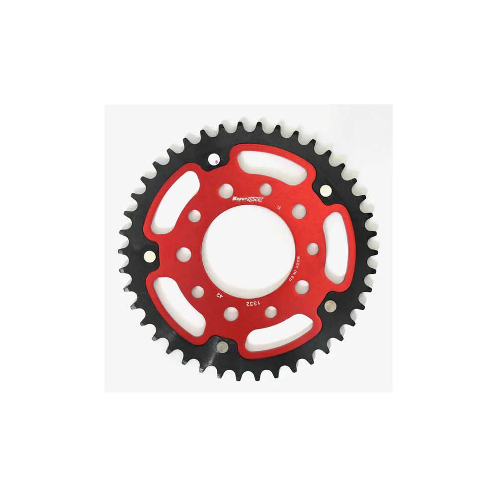 Corona in Alluminio / Acciaio Rosso SUPERSPROX STEALTH RST-1332:42-RED Passo 525 denti 42