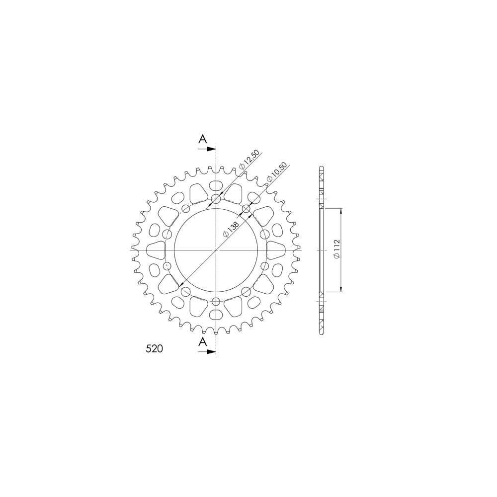 Corona in Alluminio passo 520 con 38 denti per HONDA FORZA 750 - X-ADV 750