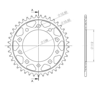 Corona in acciaio Passo 525 con 45 denti per YAMAHA MT-09 / SP 2021 / 2025 - TRACER 9 / GT 2021 / 2025 - XSR 900 2022 / 2025