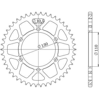 Corona in alluminio passo 520 con 43 denti per KAWASAKI - SUZUKI - YAMAHA