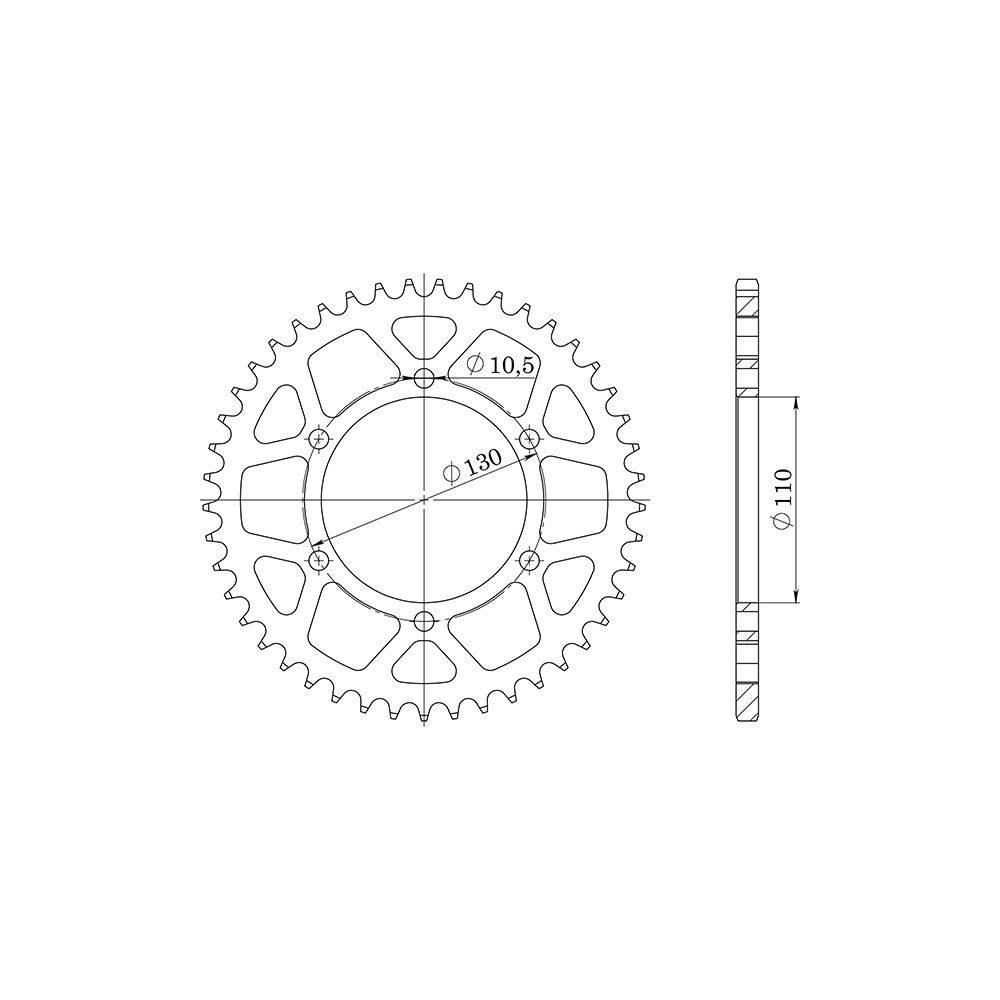 Corona in acciaio passo 525 con 45 denti per SUZUKI - YAMAHA