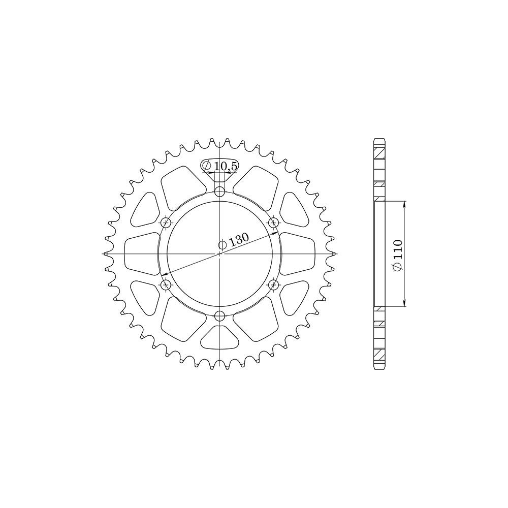 Corona in Acciaio passo 520 denti 46 per KAWASAKI VERSYS 300 - YAMAHA TENERE 700 - FZ6 / FAZER