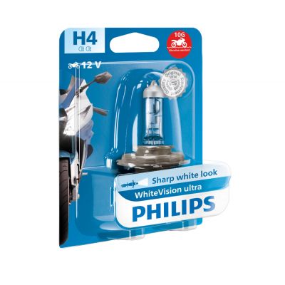 PHILIPS WHITEVISION ULTRA MOTO H4 Lampada per Faro Moto