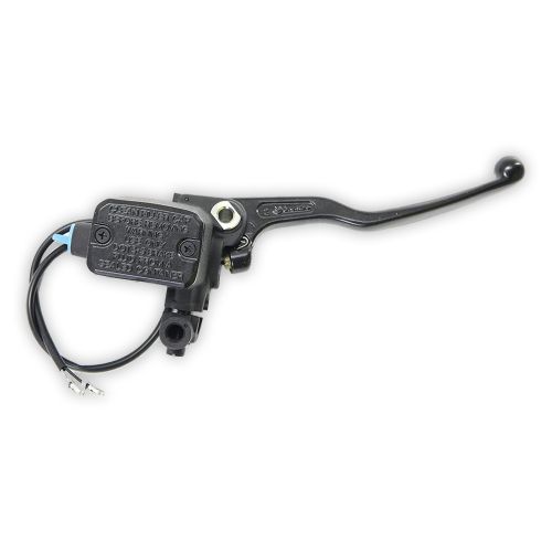 Pompa freno anteriore assiale Brembo PS 16 corpo nero leva nera con serbatoio, attacco specchio e interruttore stop integrato