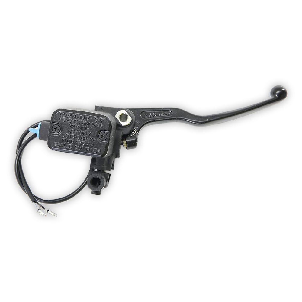 Pompa freno anteriore assiale Brembo PS 16 corpo nero leva nera con serbatoio, attacco specchio e interruttore stop integrato