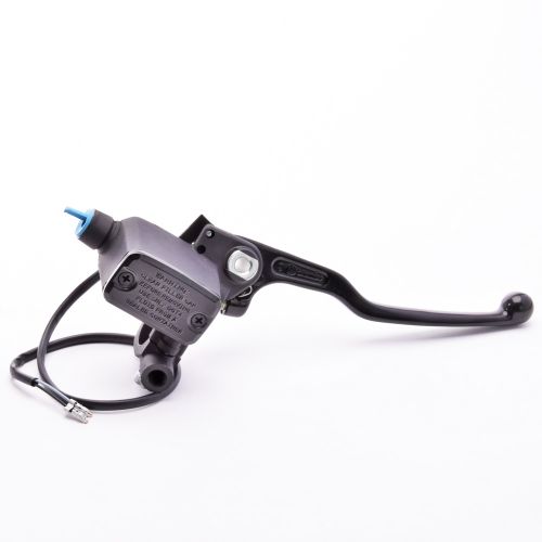 Pompa freno anteriore assiale Brembo PS 13 corpo nero leva nera con serbatoio e interruttore stop integrato