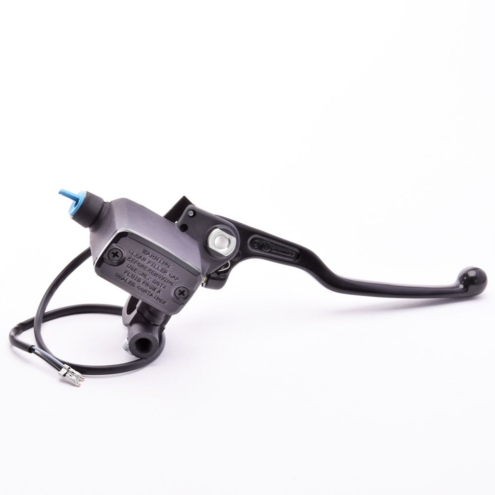 Pompa freno anteriore assiale Brembo PS 13 corpo nero leva nera con serbatoio e interruttore stop integrato