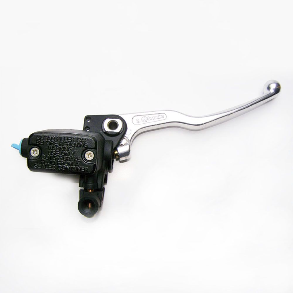 Pompa freno anteriore assiale Brembo PS 11 corpo nero leva argento con serbatoio e attacco specchio