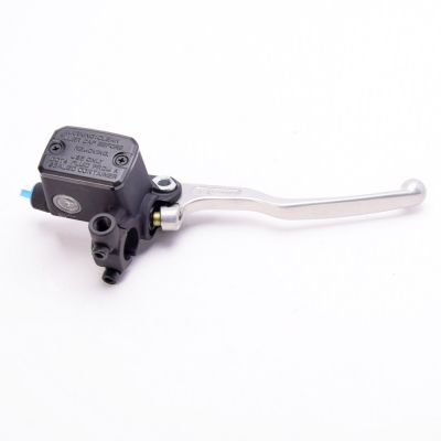 Pompa freno anteriore assiale Brembo PS 16 corpo nero leva nera con serbatoio e attacco specchio