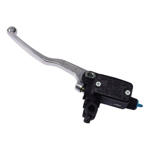 Pompa frizione assiale Brembo PS 13 corpo nero leva argento con serbatoio e attacco specchio