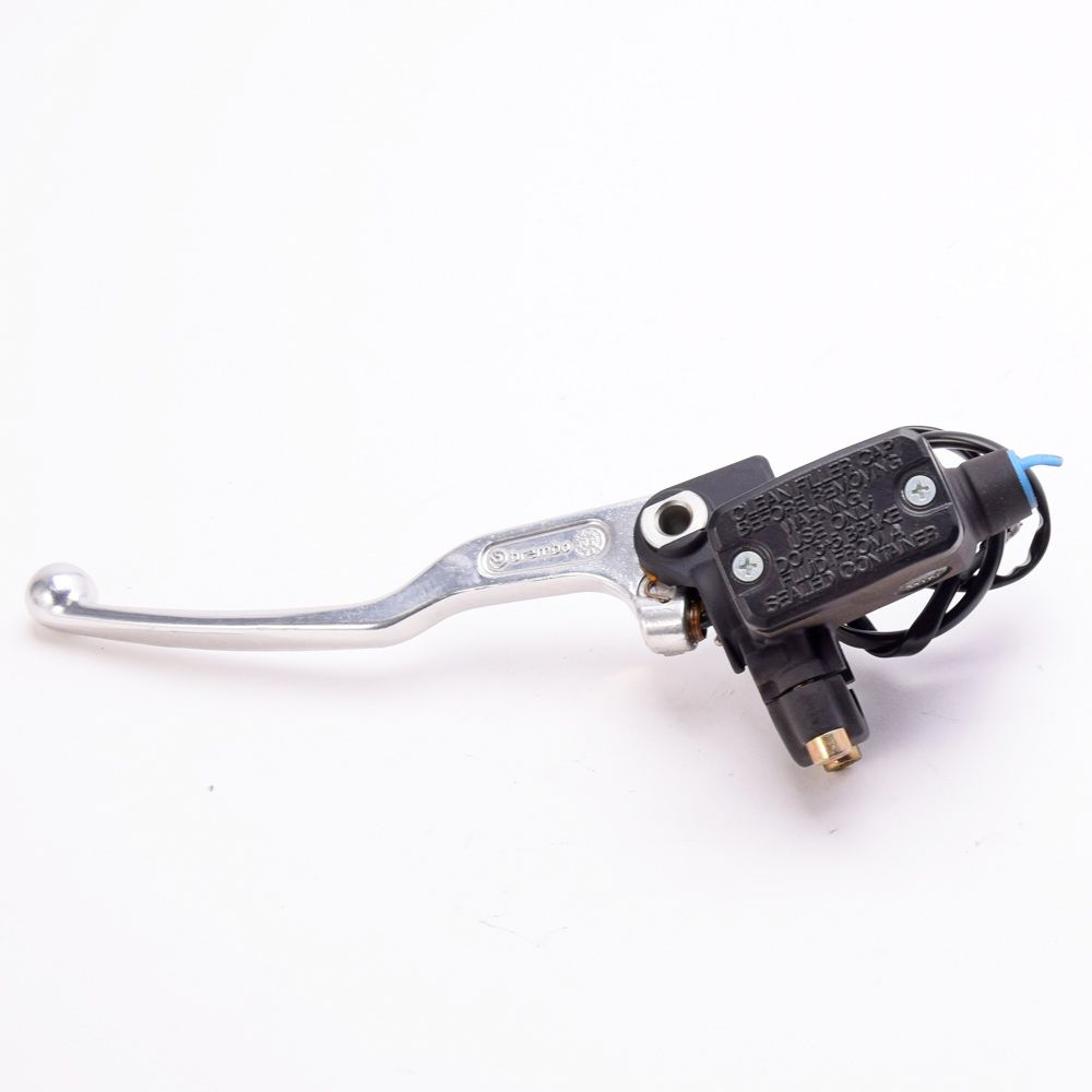 Pompa frizione assiale Brembo PS 13 corpo nero leva argento con serbatoio e interruttore integrato