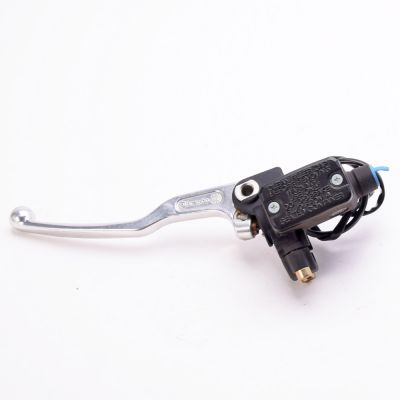 Pompa frizione assiale Brembo PS 13 corpo nero leva argento con serbatoio e interruttore integrato