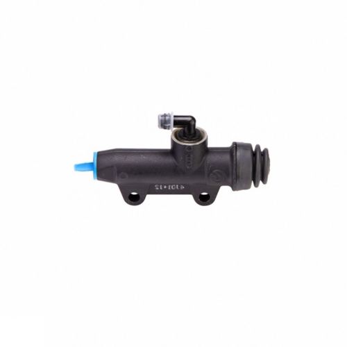 Pompa freno posteriore Brembo PS 12 nera con interasse fori 40 mm, uscita dritta e raccordo serbatoio 90°