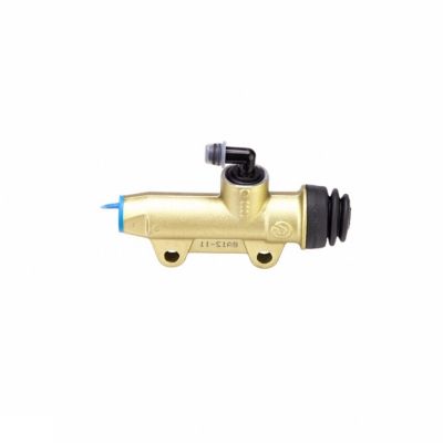 Pompa freno posteriore Brembo PS 11 C oro con interasse fori 40 mm, uscita dritta e raccordo serbatoio 90°