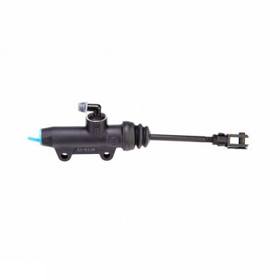 Pompa freno posteriore Brembo PS 12 C nera con interasse fori 40 mm, uscita dritta con puntale 127,5 mm e raccordo serbatoio 90°