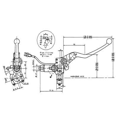 Pompa freno anteriore assiale Brembo PS 16 corpo oro leva bronzo regolabile senza serbatoio con interruttore stop integrato