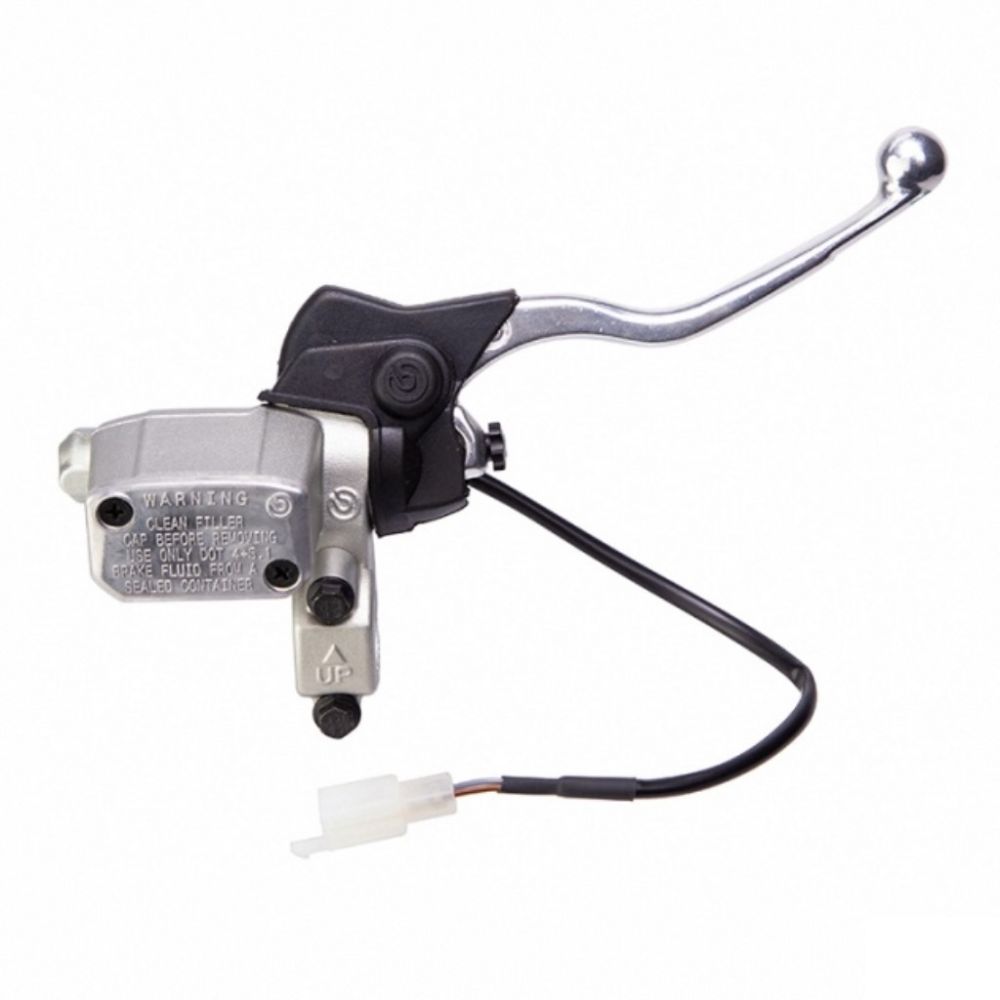 Pompa freno anteriore assiale Brembo PS 11 corpo nero leva argento regolabile con serbatoio e interruttore stop integrato