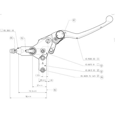 Pompa freno anteriore assiale Brembo PSC 16 corpo nero leva argento regolabile senza serbatoio