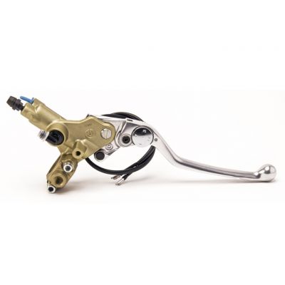Pompa freno anteriore assiale Brembo PSC 16 oro leva argento regolabile senza serbatoio, attacco specchio e interruttore stop