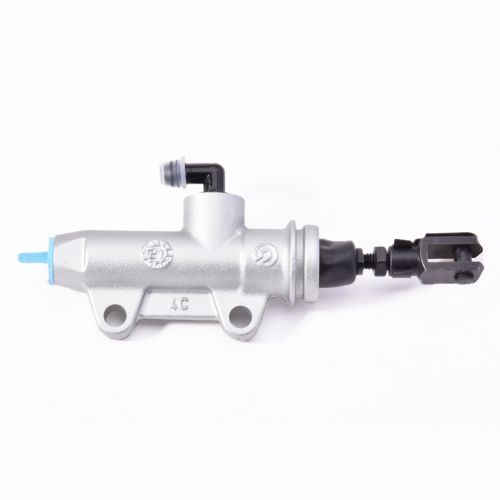 Pompa freno posteriore Brembo PVP 13 silver con interasse fori 40 mm, uscita dritta, raccordo serbatoio 90° e puntale