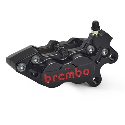 Pinza Freno Anteriore Brembo RACING P4-40RR ASSIALE CNC DX corpo nero 4 pistoncini 30 mm/34 mm interasse fori 40 mm