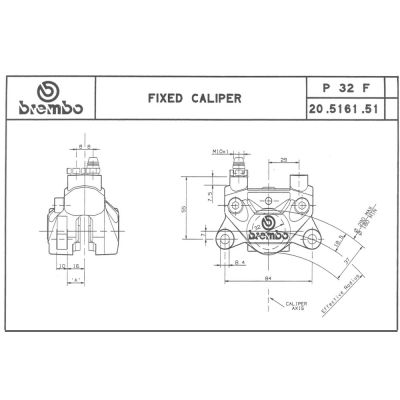 Pinza Freno Fissa Assiale Brembo P2 32 corpo nero 2 pistoncini 32 mm interasse fori 84 mm