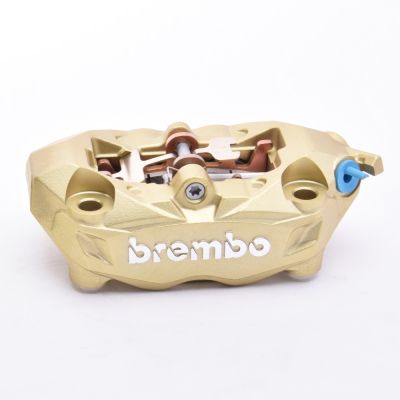 Pinza Freno Anteriore Fissa Radiale Brembo M4 32 DX corpo oro 4 pistoncini 32 mm interasse fori 100 mm