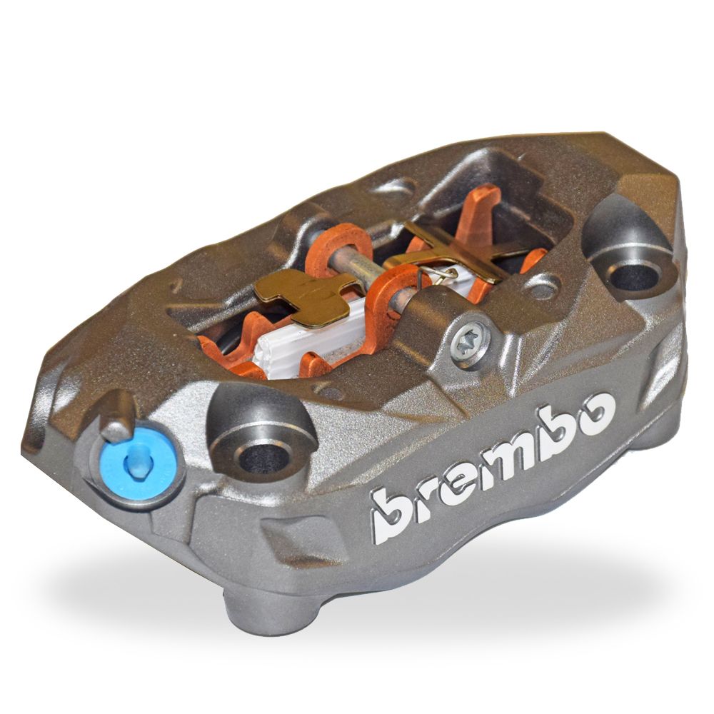 Pinza Freno Anteriore Fissa Radiale Brembo M4 32 SX corpo titanio 4 pistoncini 32 mm interasse fori 100 mm