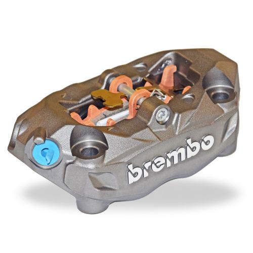Pinza Freno Anteriore Fissa Radiale Brembo M4 32 SX corpo titanio 4 pistoncini 32 mm interasse fori 100 mm