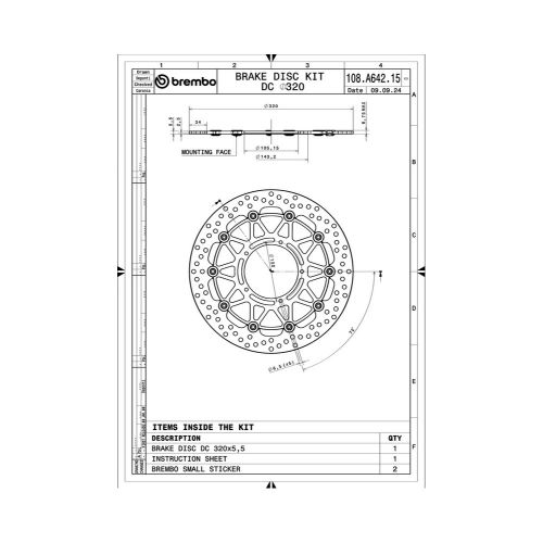 BREMBO 108A64215 Disco Freno Anteriore Tondo Flottante SUPERSPORT