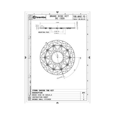 BREMBO 108A64215 Disco Freno Anteriore Tondo Flottante SUPERSPORT