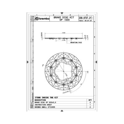 BREMBO 208973721 Kit Dischi Freno Anteriore Tondo Flottante SUPERSPORT