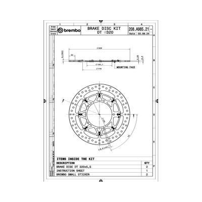 BREMBO 208A98521 Kit Dischi Freno Anteriore Tondo Flottante T-DRIVE