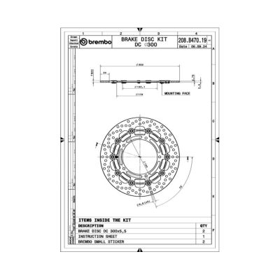 BREMBO 208B47019 Kit Dischi Freno Anteriore Tondo Flottante THE GROOVE