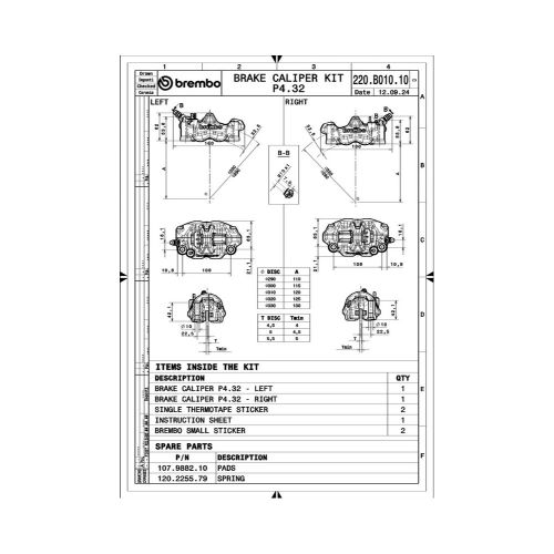 Kit Pinze Freno Anteriori BREMBO RACING GP4-RX Radiali CNC 108mm Nichel