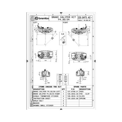Kit Pinze Freno Anteriori BREMBO RACING GP4-RB Radiali CNC 108mm Nero