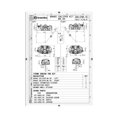 Kit Pinze Freno Anteriore Radiali BREMBO 220C78310 P4 32 CAFÈ RACER .484 titanio