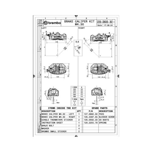 Kit Pinze Freno Anteriore Radiali BREMBO 220D60030 GP4-MS