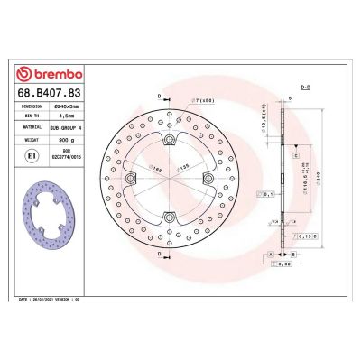 Disco Freno Posteriore Tondo Fisso BREMBO 68B40783 SERIE ORO