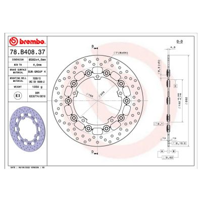 Disco Freno Anteriore Tondo Flottante BREMBO 78B40837 SERIE ORO