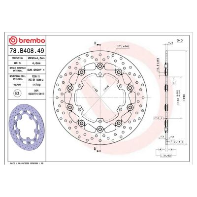 Disco Freno Anteriore Tondo Flottante BREMBO 78B40849 SERIE ORO