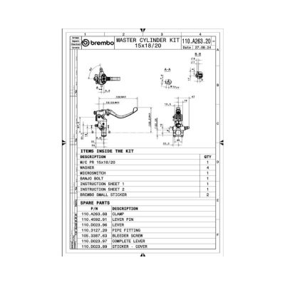 Pompa freno anteriore radiale forgiata Brembo 15RCS con leva corta snodata e interruttore stop