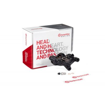 Pinza Freno Anteriore Destra Fissa Assiale Brembo 484 LOGONERO corpo nero 4 pistoncini 32 mm interasse fori 69,1 mm