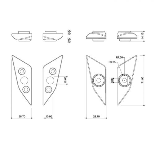 BARRACUDA Adattatori Ducati Panigale v4/v2 2018 / 2024 per specchi retrovisori skin air