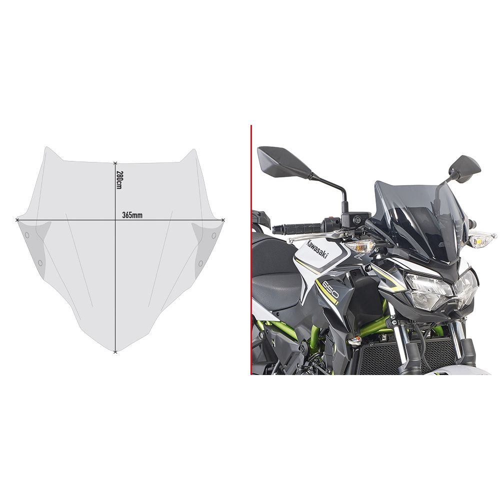 GIVI 4128S Cupolino fumé con attacchi specifici per KAWASAKI Z 650 2020 / 2026